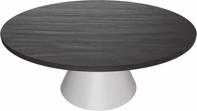 Artù White - Tavolo da pranzo rotondo ⌀ 120 cm in legno laminato con base a cono in metallo-Nero
