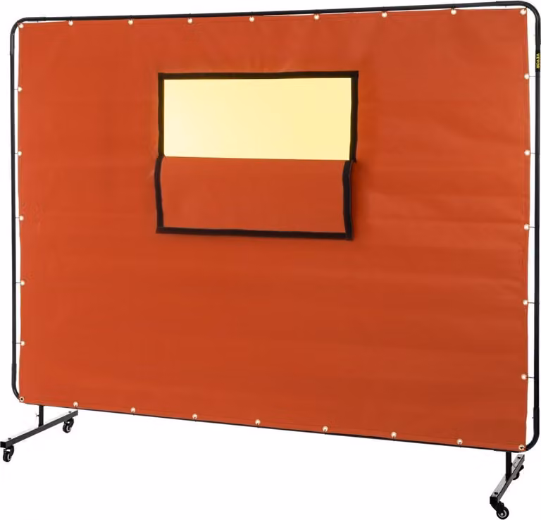 Coperte per saldatura a tenda 1,83 m x 2,44 m - Tappetino rosso per saldatura 8 kg - Coperta di protezione termica di 0,5 mm di spessore - Sottostrato ignifugo - Dimensioni finestra 90 cm x 38 cm - Tappetino antincendio per officine di saldatura