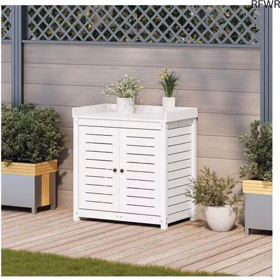 Carrello da giardino in legno con spazio di stoccaggio – Utensile per il giardinaggio, ideale per giardino e balcone – Cassetta da giardino in legno, dimensioni 82,5 x 50 x 86,5 cm