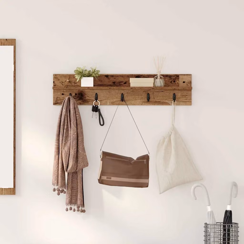 Appendiabiti a muro vidaXL in legno vecchio marrone L 80 cm x P 10,5 cm x H 18 cm