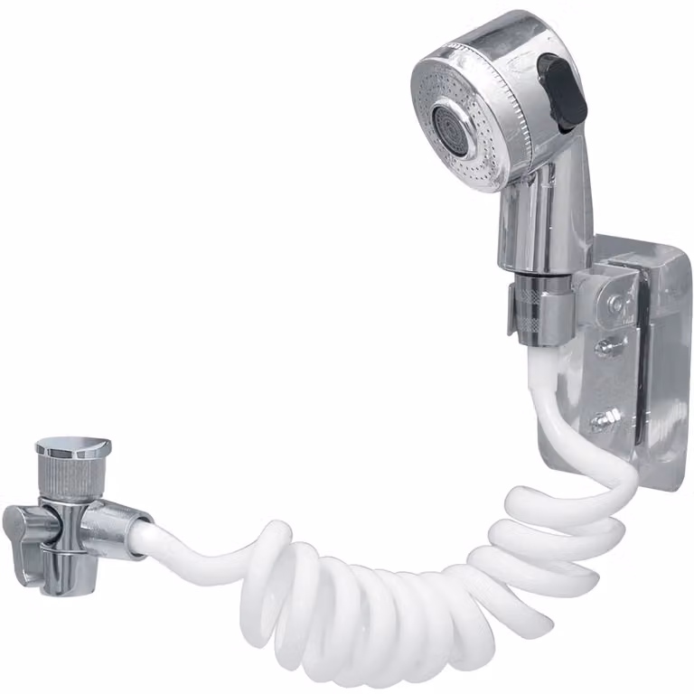 Doccetta per lavabo VESTIAMO CASA in lega di zinco color argento con tubo flessibile fino a 150 cm