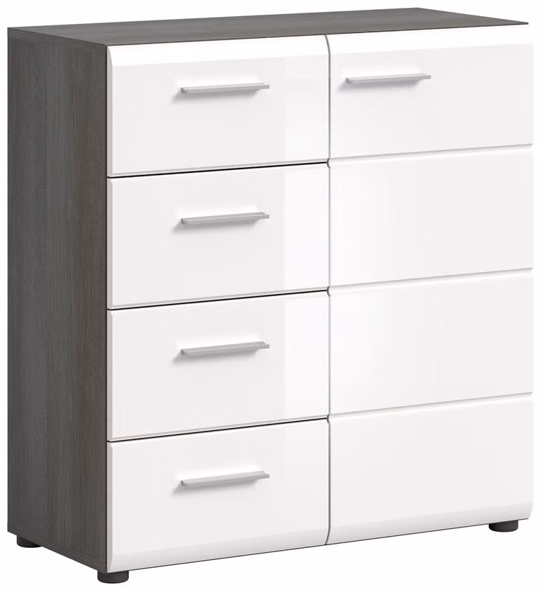 Credenza Salsa 4 cassetti 1 anta bianco lucido.