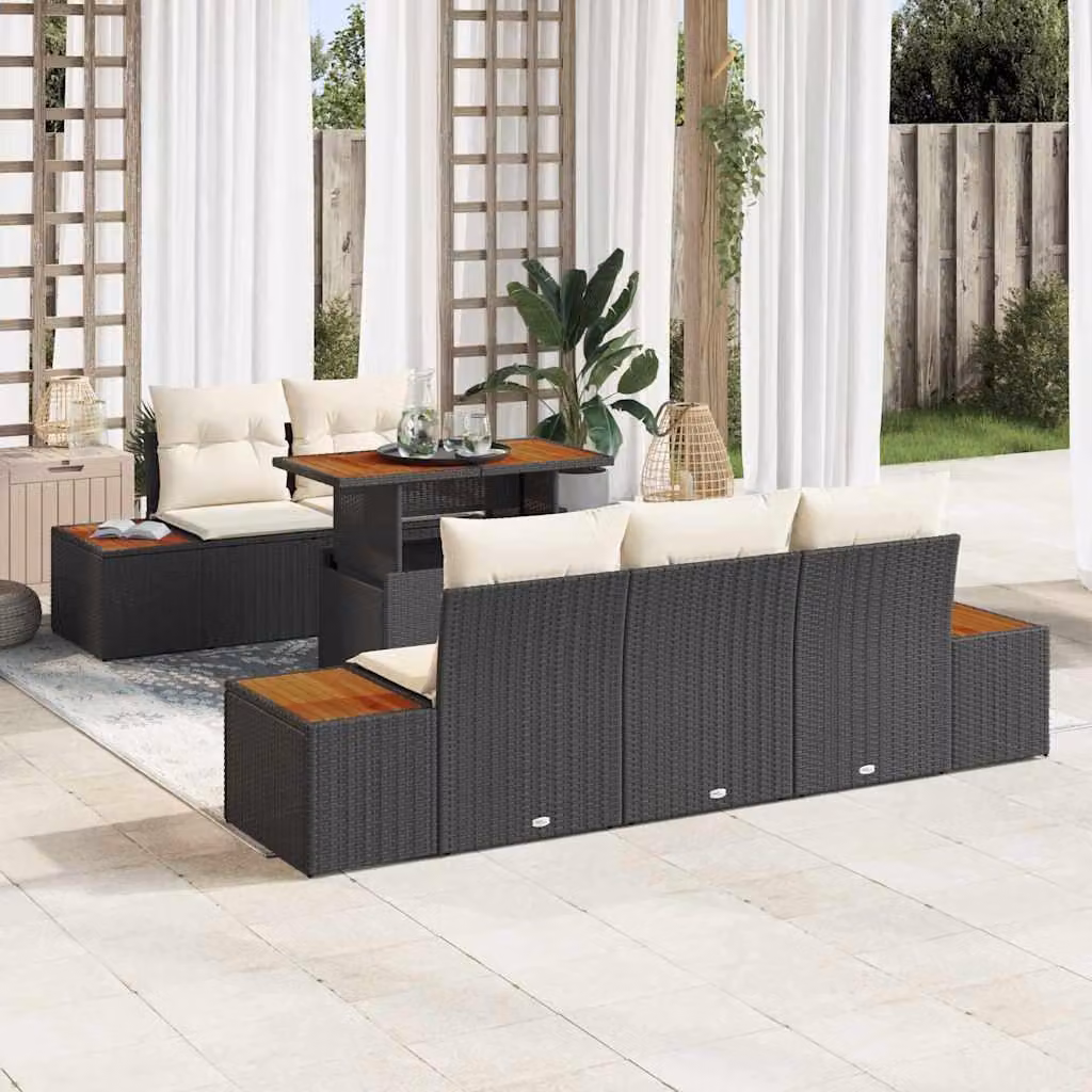 Maison Exclusive - Set da giardino composto da 6 pezzi, divano in rattan sintetico nero