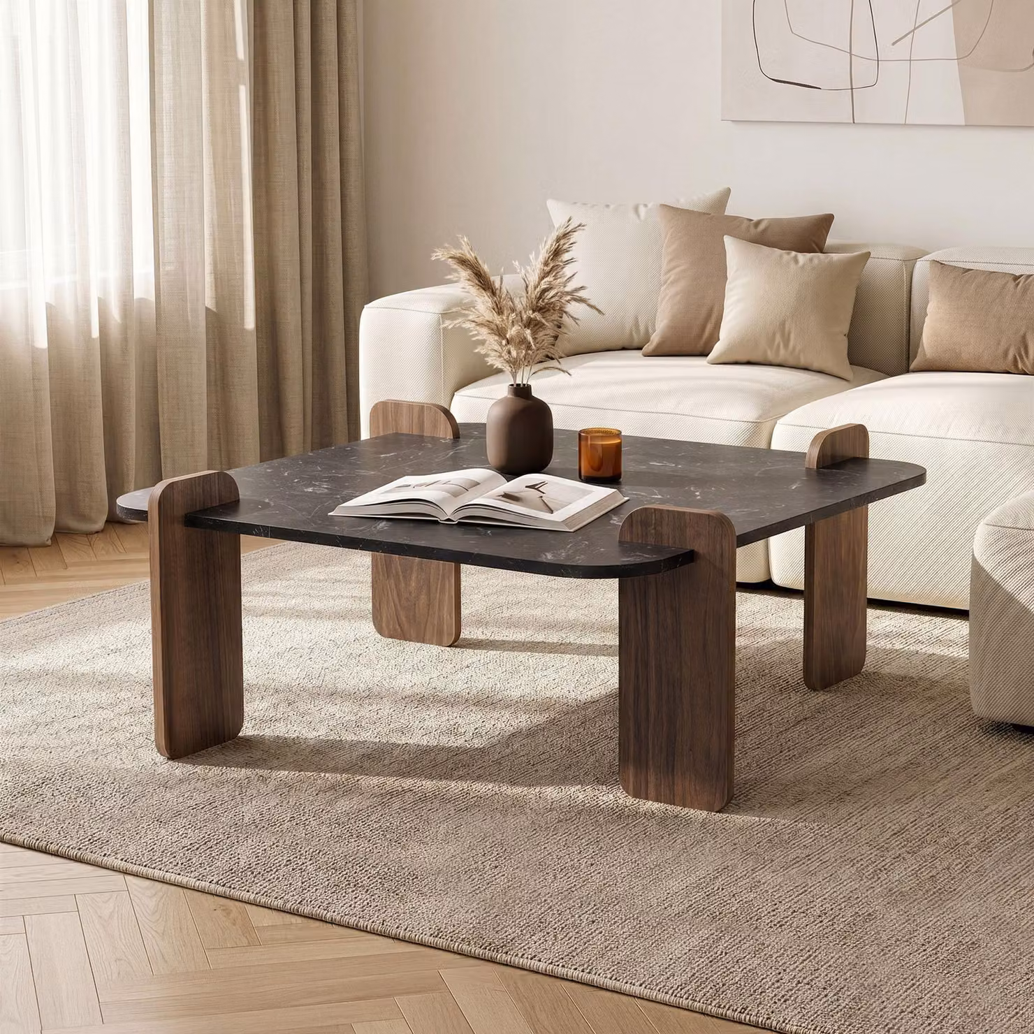 Skye Decor, Tavolino Nesting (3 pezzi) - Rovere Saphir, 100% melaminico | Rivestito al 100% in melamina