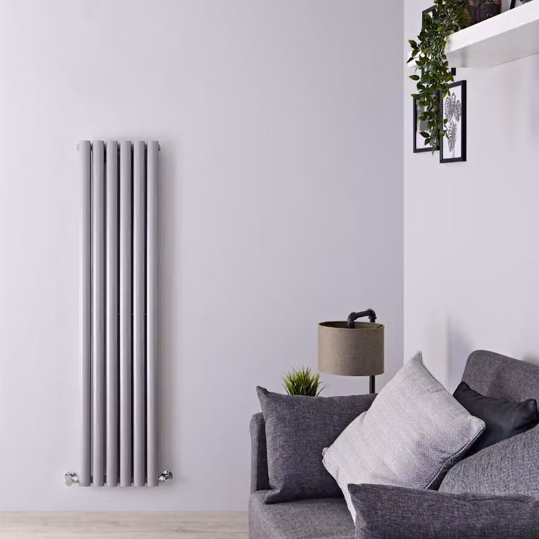 Radiatore di Design Verticale Moderno - Pannello Doppio - Argento - 1500mm x 354mm - Revive