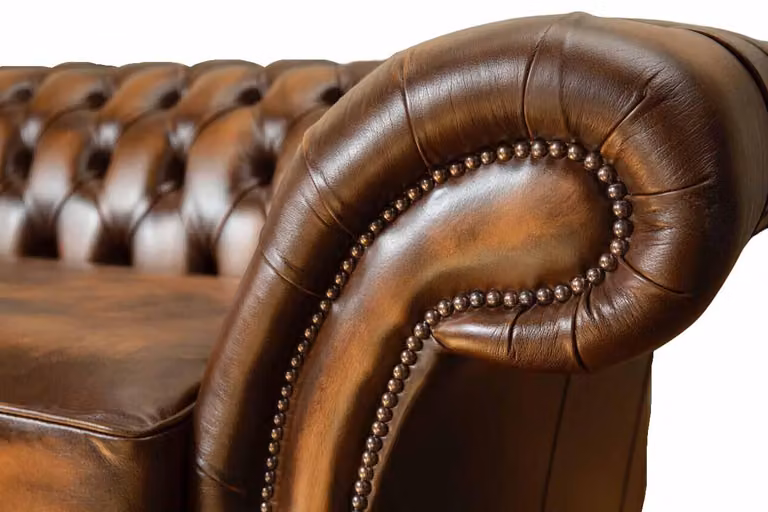 Chestefield Sofa Couch Kunstleder Design Textil Sitz Polster Design Braun