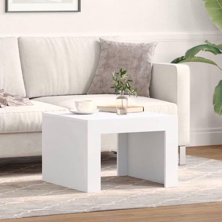 vidaXL Tavolino da Salotto Quadrato Bianco in Legno e MDF L/P/H: 50 x 50 x 35 cm