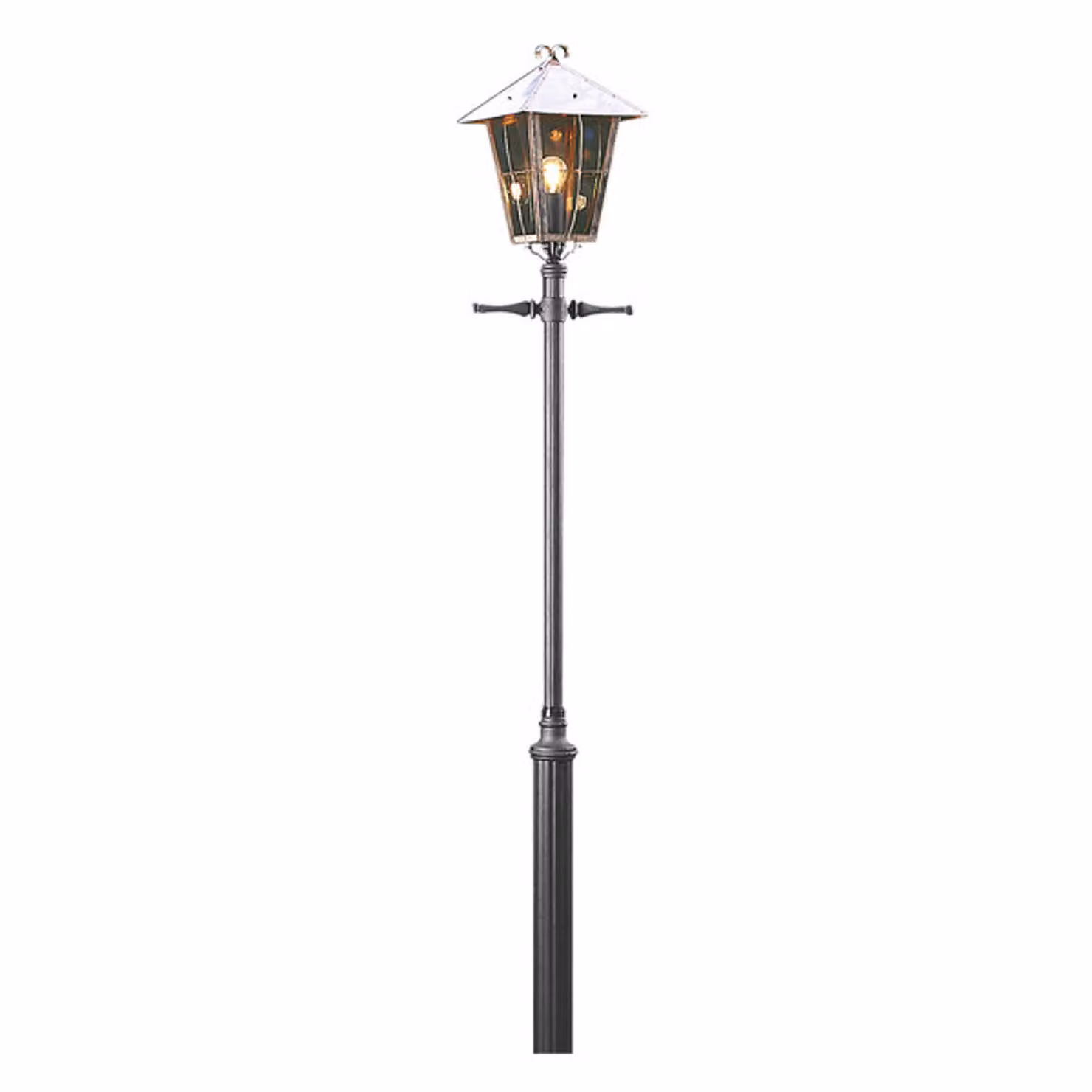 Testa di lampada Konstsmide Fenix in rame massiccio e alluminio laccato con vetro fumé