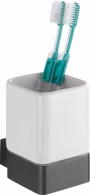Portaspazzolino da tavolo Wenko Montella in ceramica e alluminio, colore antracite e bianco