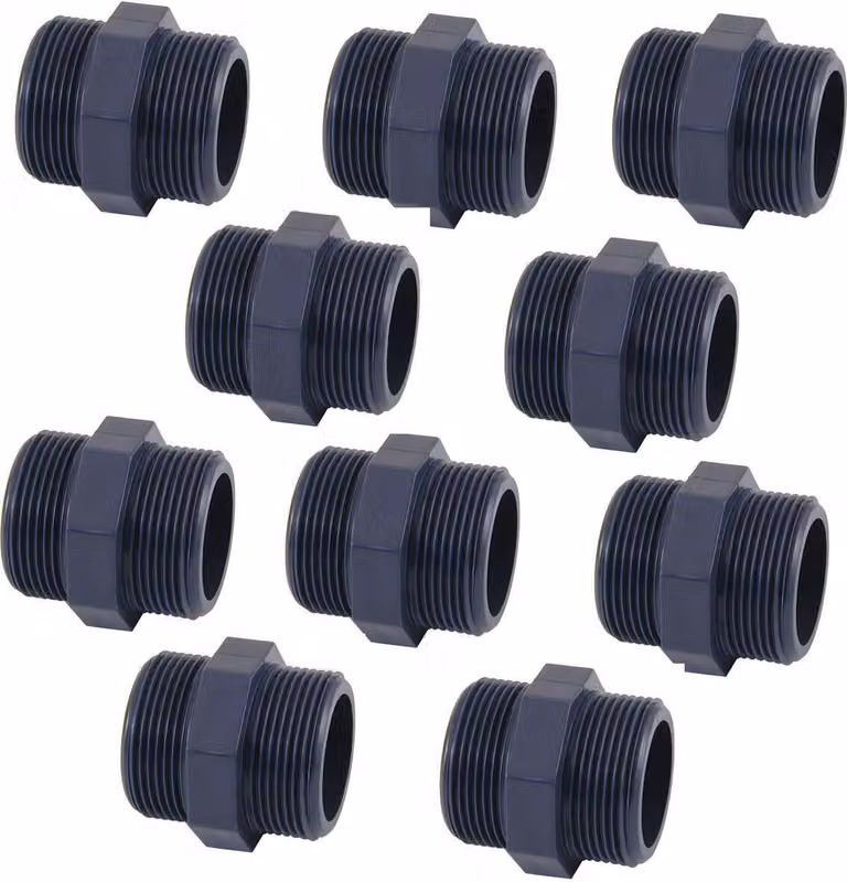 Raccordo doppio in PVC da 10 pezzi, 1 1/2 pollici, maschio