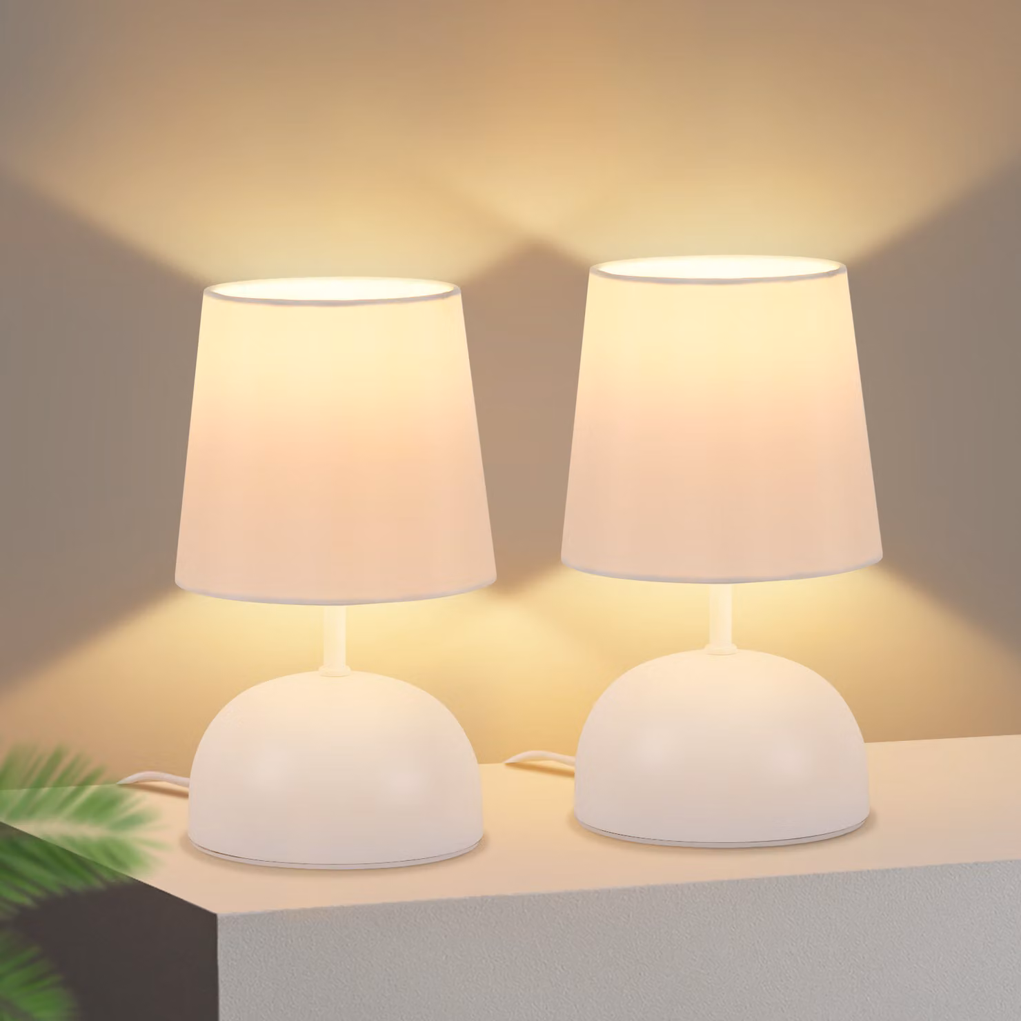 ZMH set di 2 lampade da tavolo con cavo - lampada da tavolo in tessuto bianco lampada da notte moderna camera da letto lampada da letto design piccola lampada da scrivania per soggiorno ufficio letto tavolo finestra hotel