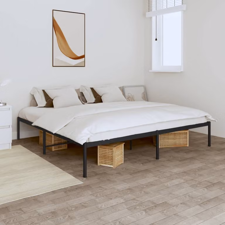 The Living Store Struttura letto in metallo nero 180x200 cm