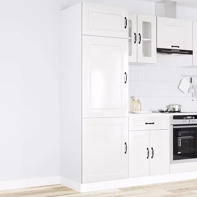 Armadio da Cucina-Credenza da Cucina Kalmar Bianco Lucido in Legno Multistrato