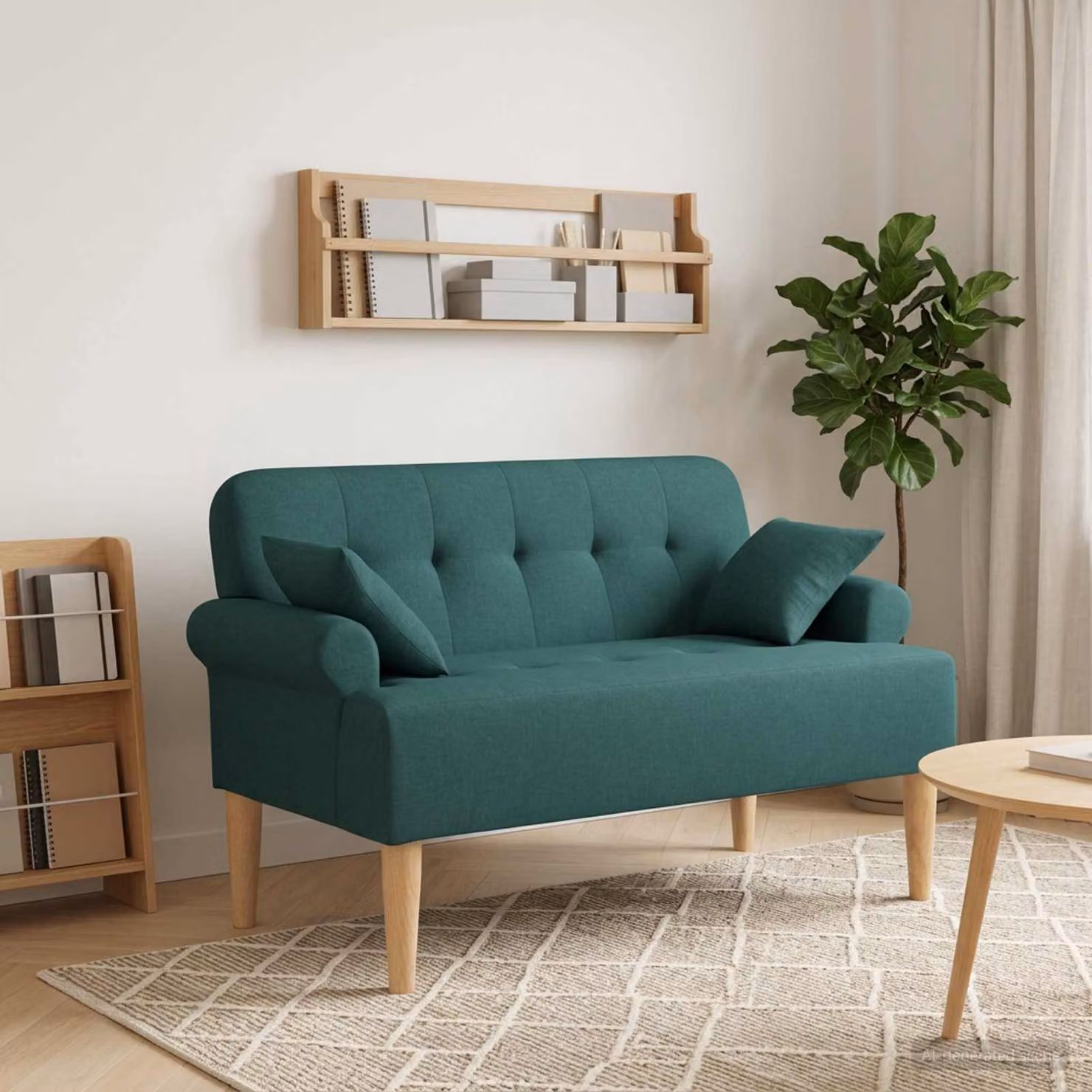 Loveseat vidaXL in velluto verde con cuscini coordinati L: 120 cm, P: 65 cm, H: 79 cm