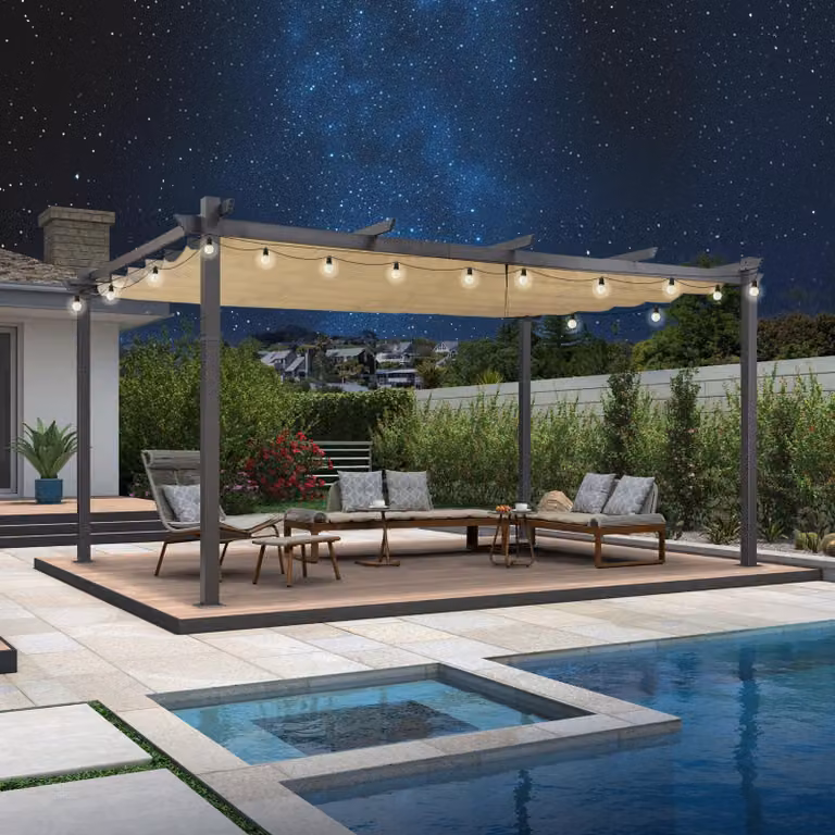 Pergola in alluminio, dimensioni 3 x 4,85 metri - Impermeabile - Realizzata in alluminio