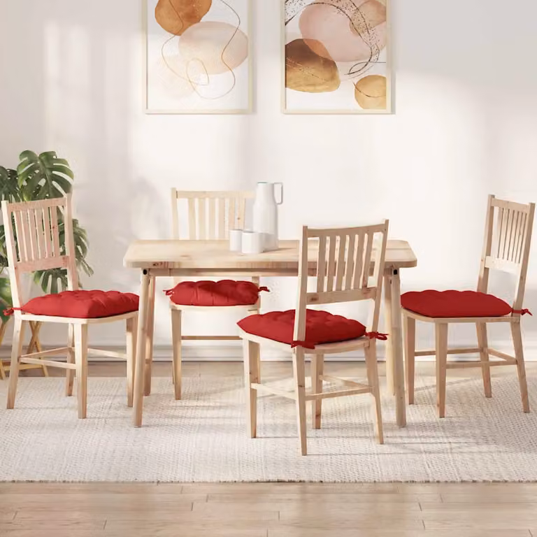 Set di 4 cuscini per seduta vidaXL in tessuto rosso, lavabili in lavatrice, L 40 x P 40 x H 6 cm