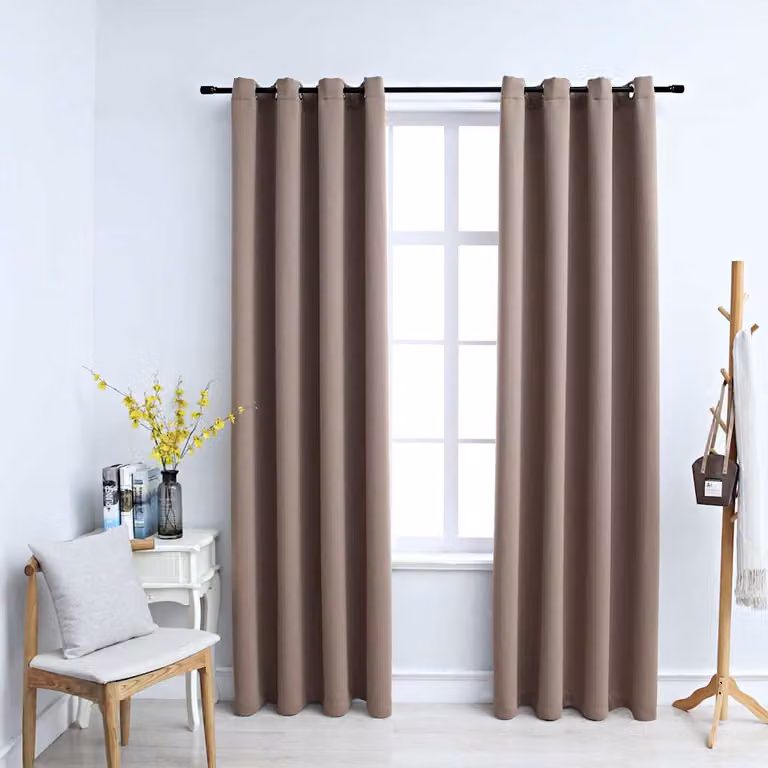 Set di 2 tende oscuranti vidaXL con anelli in metallo, colore grigio talpa, L 140 cm x H 225 cm