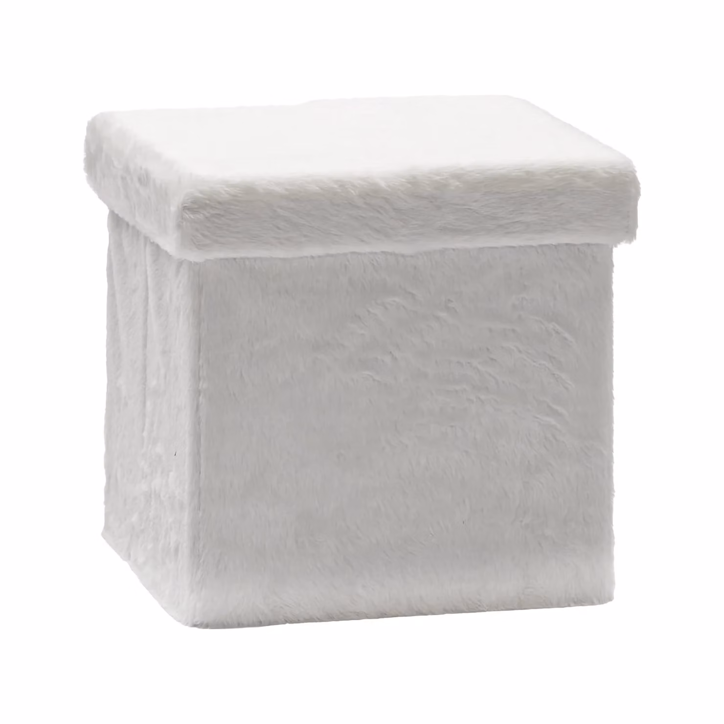 Vestiamo Casa Pouf Contenitore Richiudibile in Pelliccia Sintetica Bianco H x L x P: 38 x 38 x 38 cm