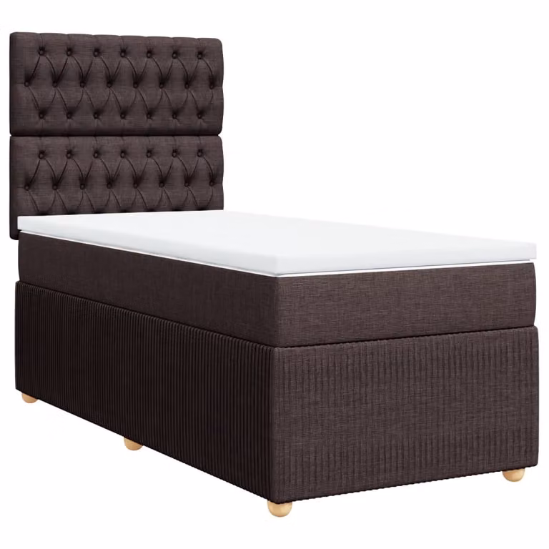Giroletto a Molle con Materasso Marrone Scuro 90x190cm Tessuto