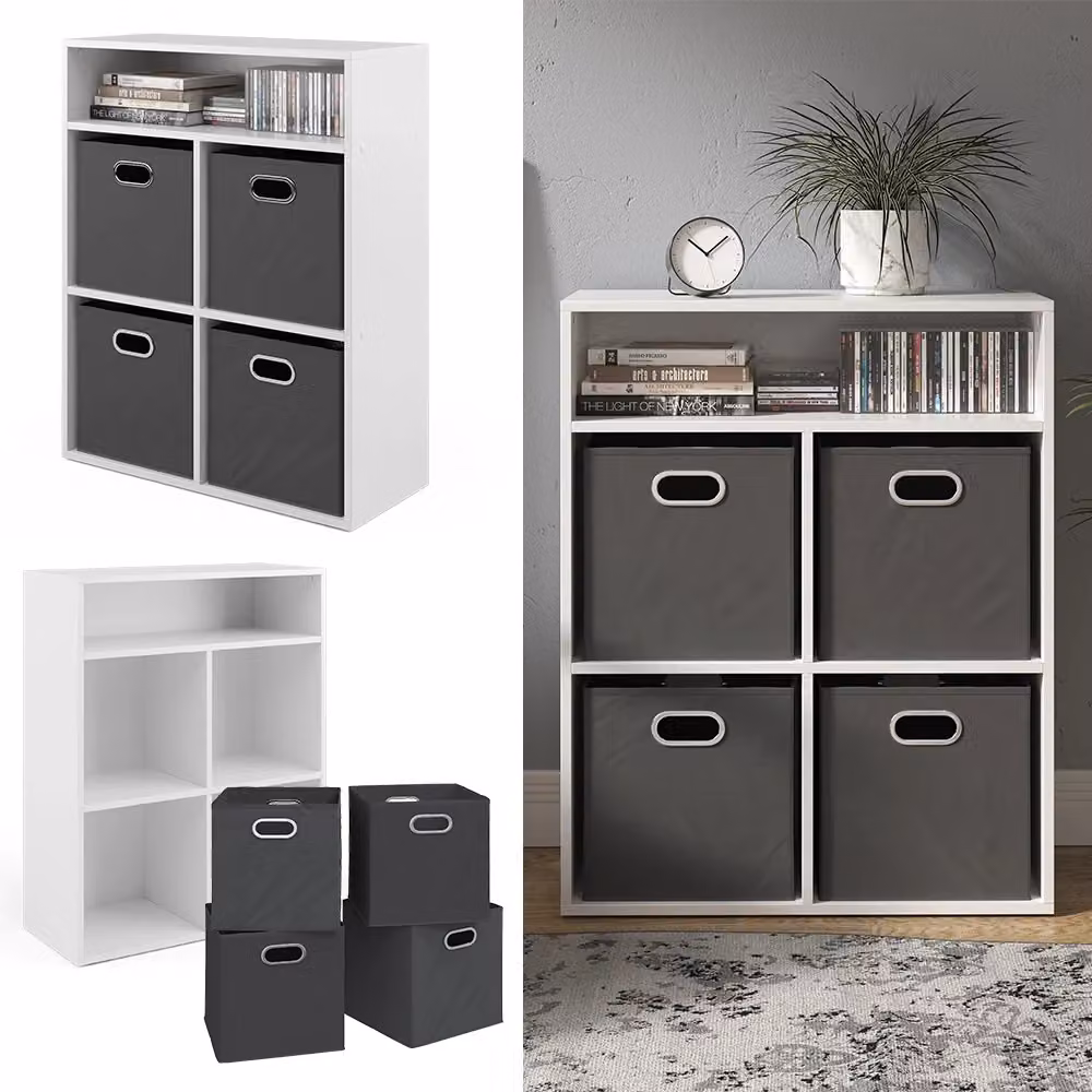 Libreria moderna Vicco bianca con 4 scatole pieghevoli L: 72 cm, H: 90.2 cm, P: 30.6 cm – 2