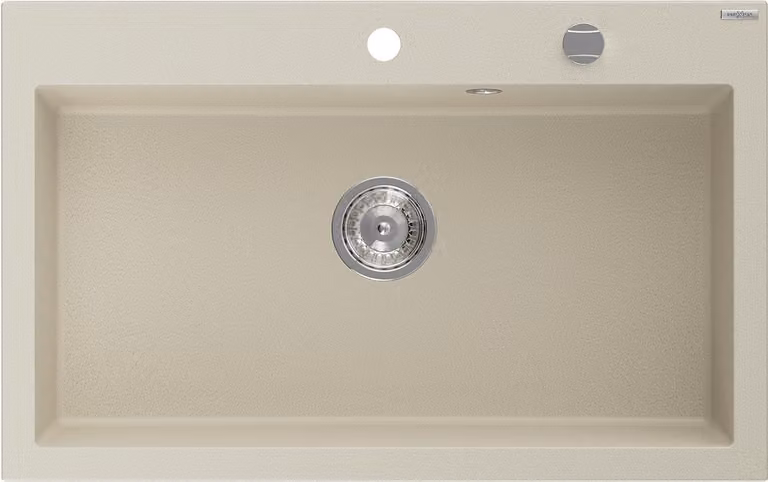Mexen Elix lavello in granito 1-vasca 800 x 500 mm, beige, sifone cromato - 6527801005-69