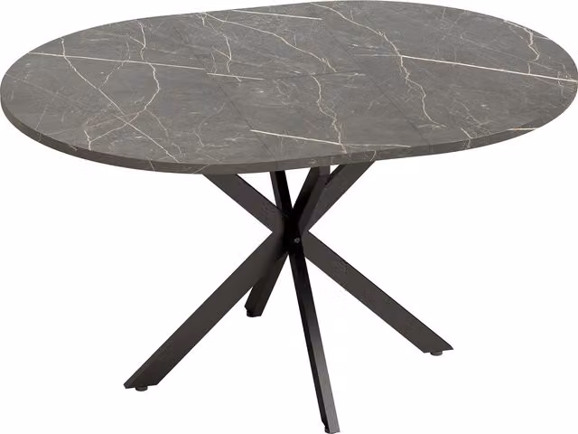 Tavolo da pranzo allungabile HOMCOM per 4-6 persone con prolunga a farfalla, design moderno con base a X e piano effetto marmo nero e grigio opaco