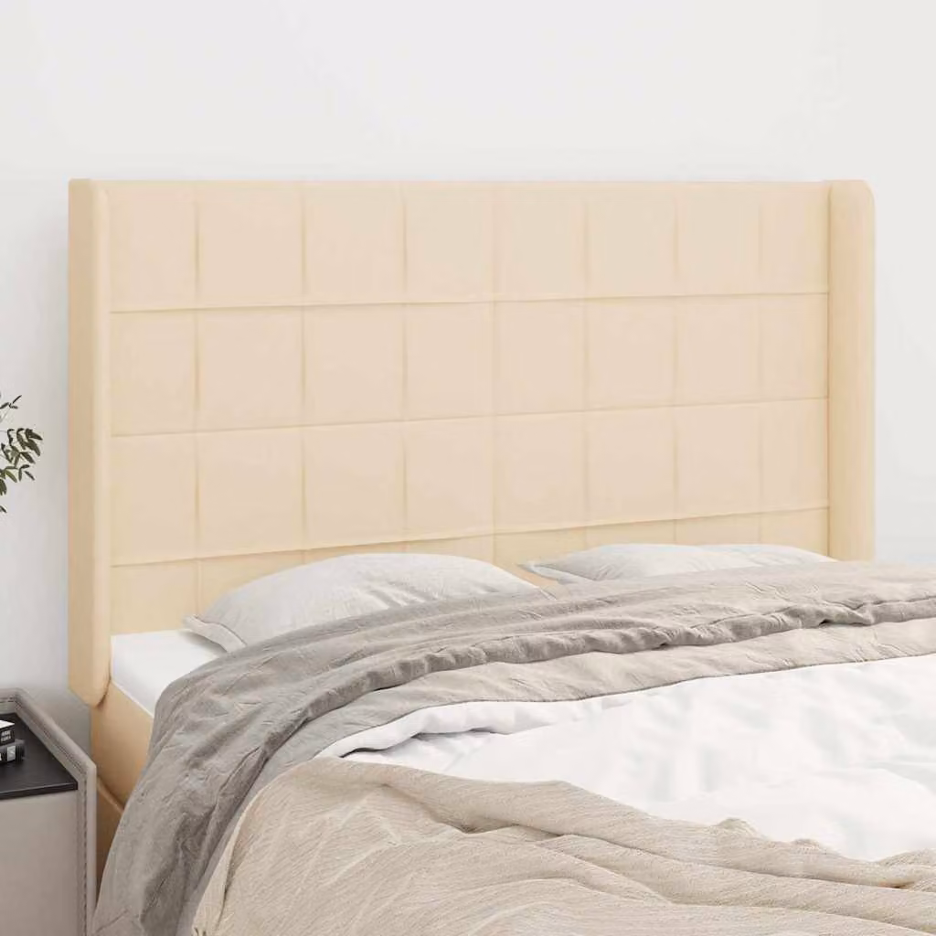 Testiera ad orecchio vidaXL in tessuto beige L: 147 cm, P: 16 cm, H: 118/128 cm