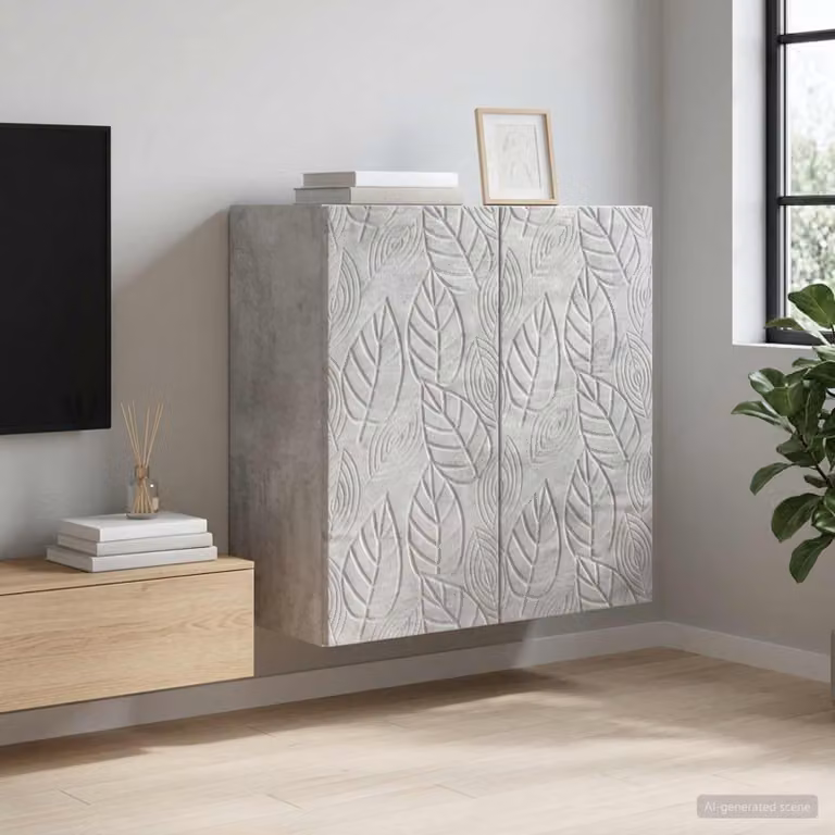 Mobiletto a muro vidaXL grigio in legno MDF con ante a battente e ripiani interni L/P/H: 59 x 31 x 60 cm