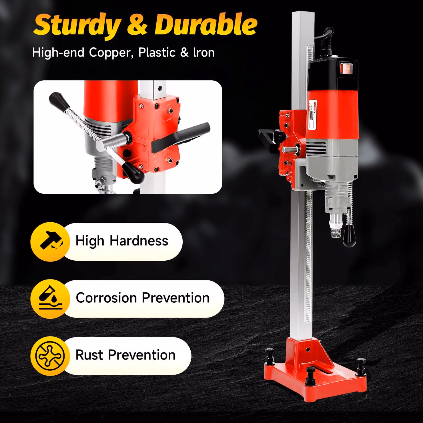 Trapano per calcestruzzo elettrico - Potenza: 2300 W - Diametro di perforazione: 165 mm - Profondità di perforazione: 80 cm