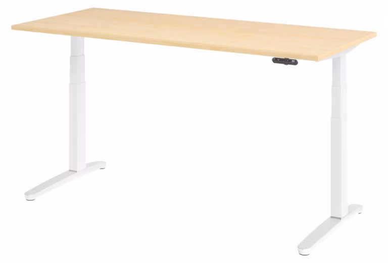 Scrivania elettrica bümö XBHM - Decorazione: acero, dimensioni: 180 x 80 cm, struttura: bianco/alluminio lucido