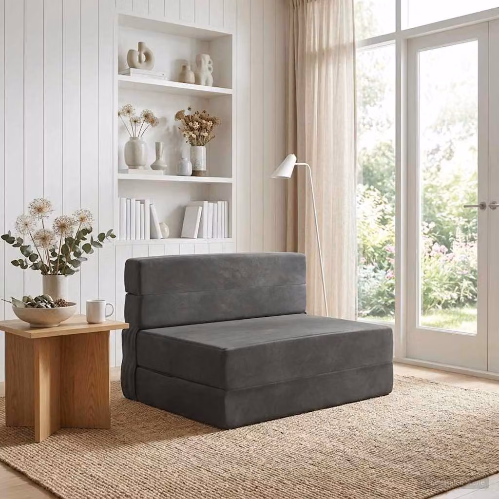 vidaXL Divano Letto Pieghevole Moderno in Tessuto Grigio L: 70 cm, P: 80 cm, H: 60 cm