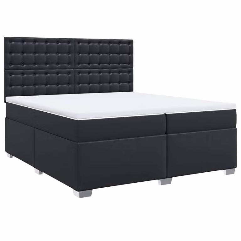Giroletto a Molle con Materasso Nero 200x200 cm in Pelle finta