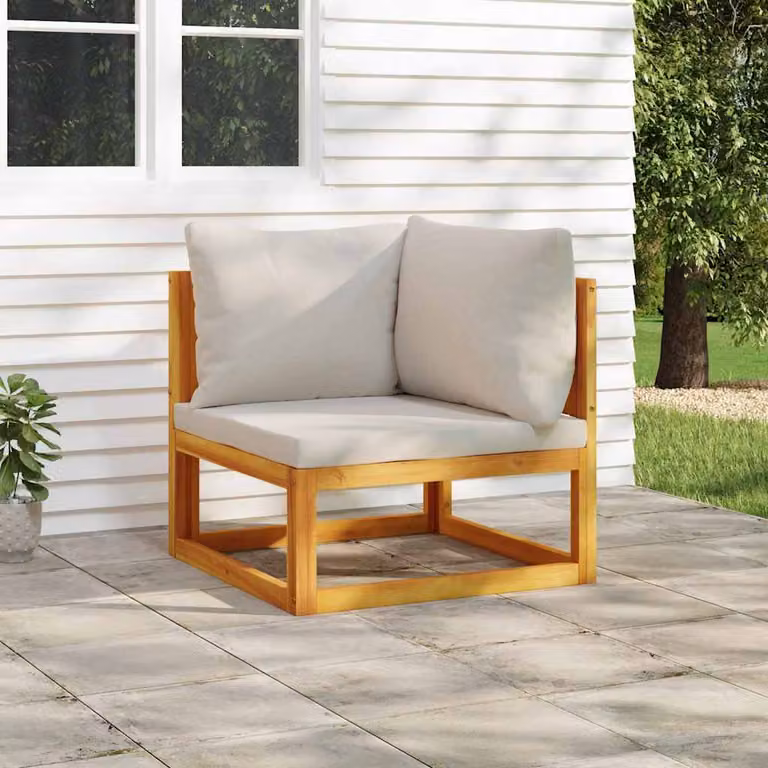vidaXL Divano Angolare Modulare in Legno di Acacia con Cuscini Grigio