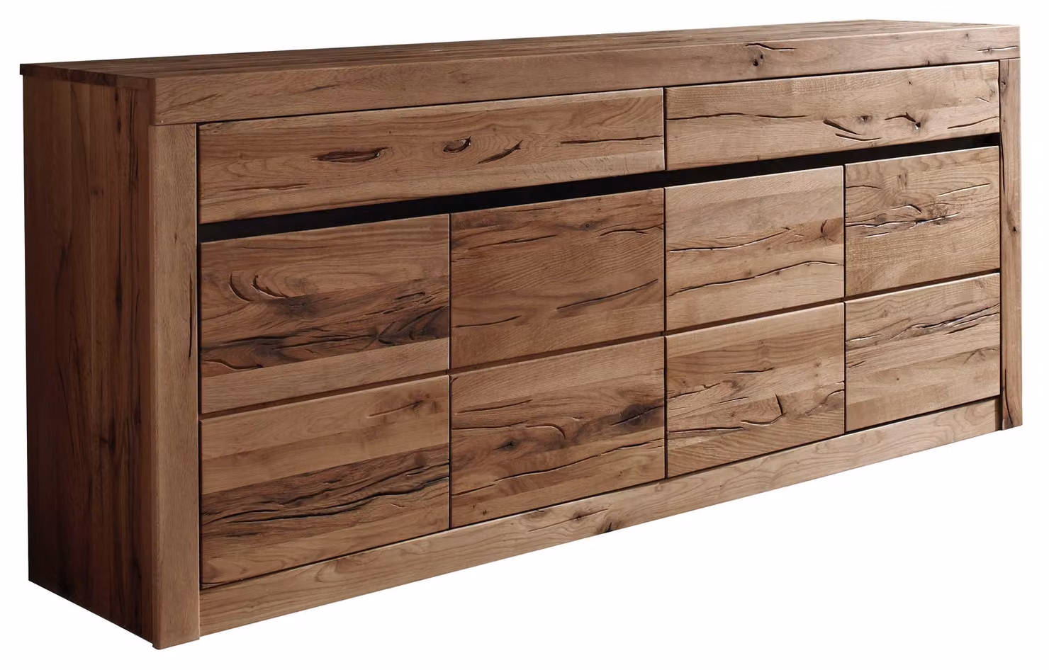 MASSIVMOEBEL24 | Credenza in legno di quercia selvatica / cerro 202x43x80 oliato marrone MONTREUX #352