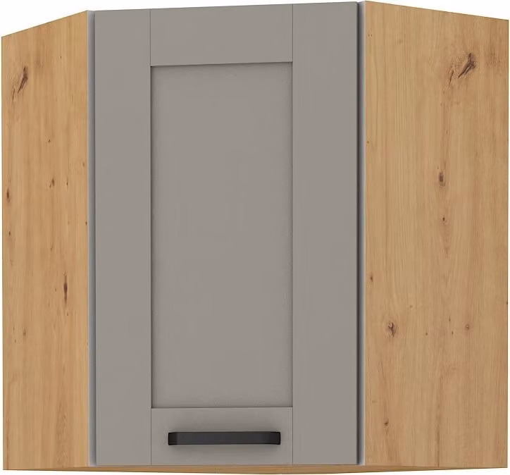 Armadietto superiore ad angolo LAILI - 60x60 cm, grigio chiaro / rovere artisan