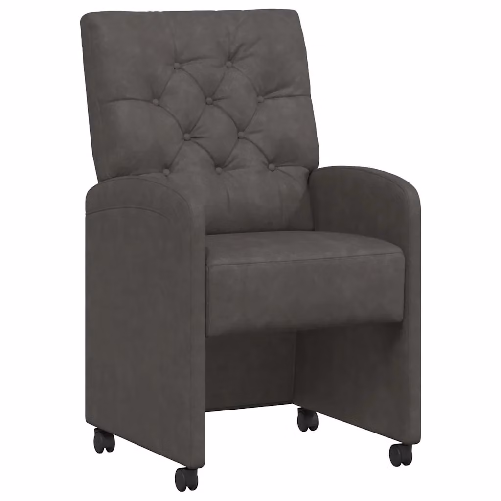 Set di 2 sedie da pranzo vidaXL con ruote e braccioli in pelle sintetica nera, L 58 x P 67 x H 97 cm – 2