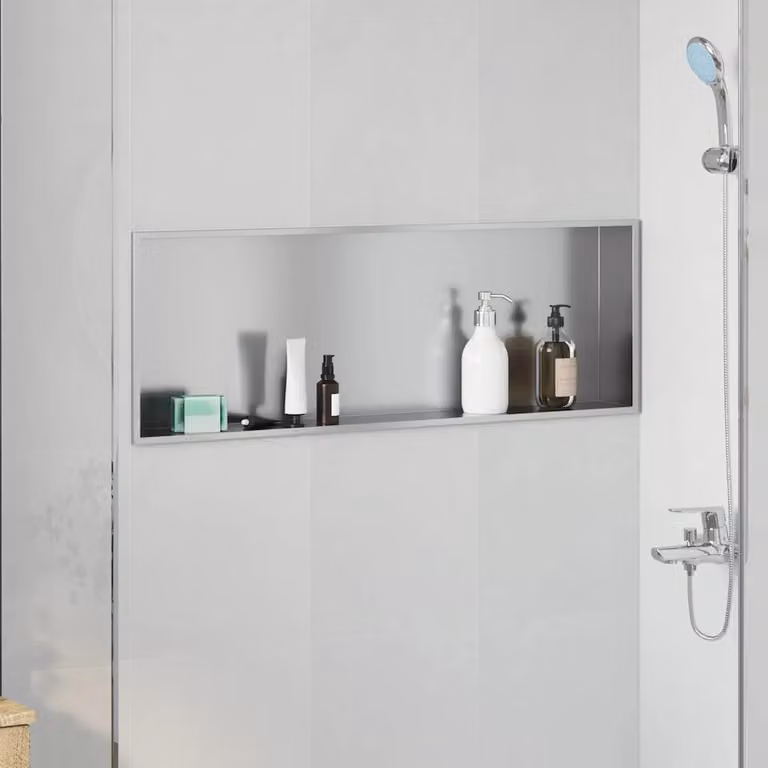 Nicchia per doccia vidaXL in acciaio inox color argento L: 90 cm, P: 30 cm, H: 9,5 cm