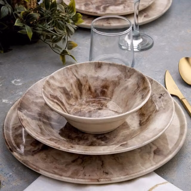 Servizio piatti Nivaha in ceramica da 24 pezzi, multicolore, adatto a lavastoviglie e microonde – 1