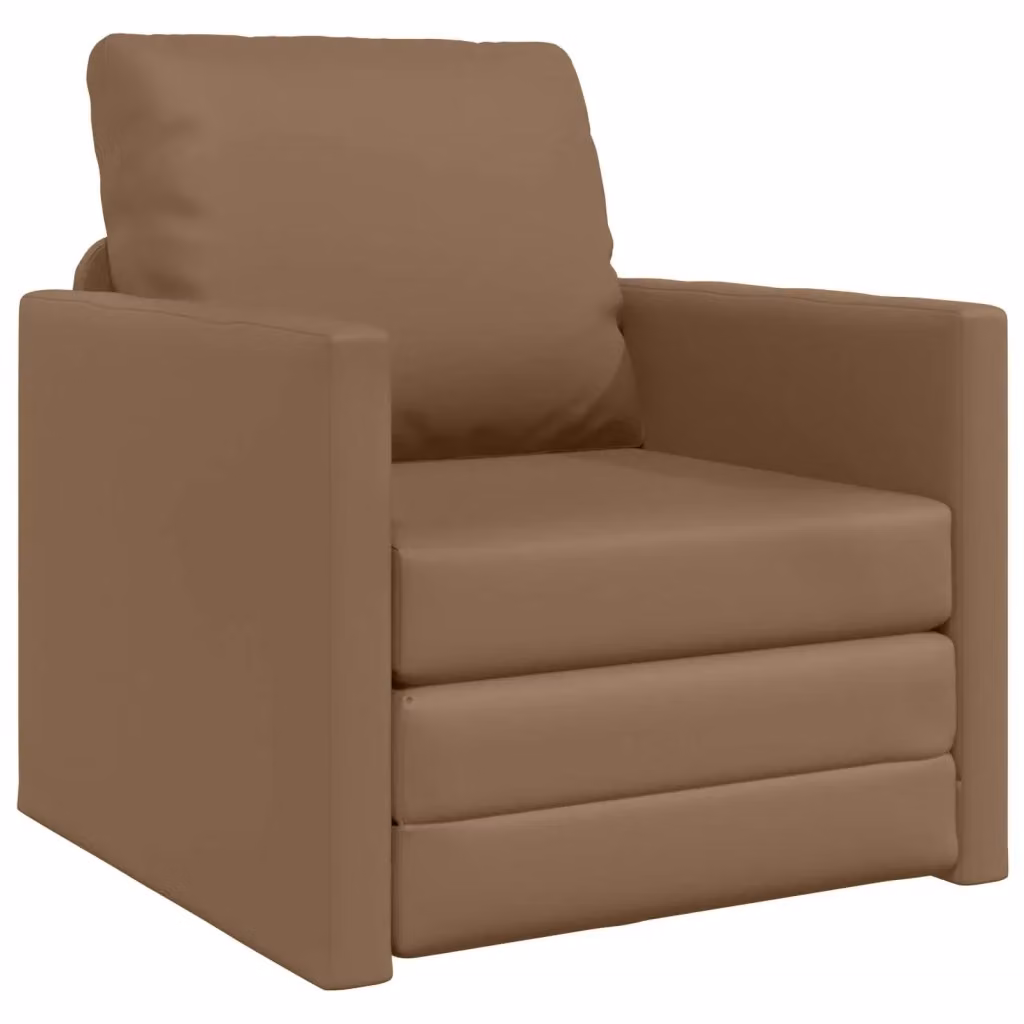 Divano letto moderno vidaXL in ecopelle beige e marrone L: 74 cm, P: 77 cm, H: 81 cm – 2