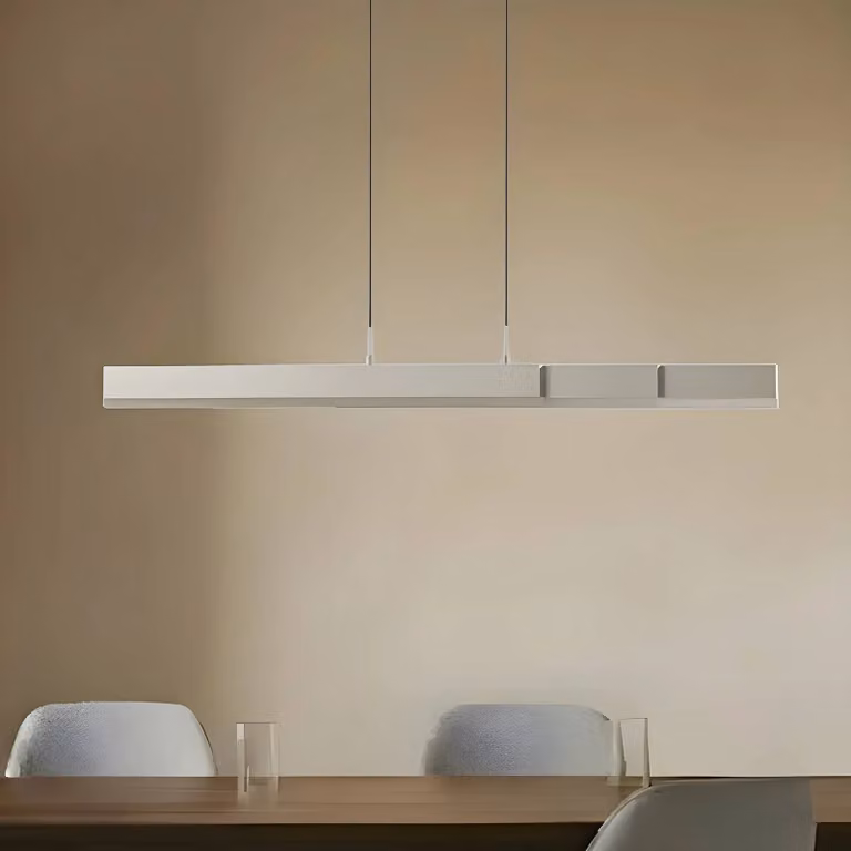 Lucande Lampada a sospensione LED Torven, alluminio, CCT, estensibile Torven Lucande, dimmerabile, Alluminio / Grigio / Zincato, Soggiorno / Sala da pranzo, Metallo, Moderno