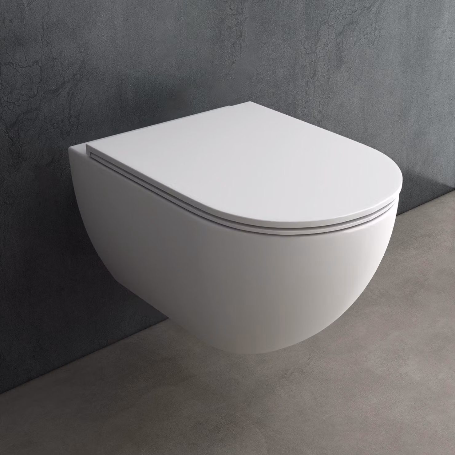 WC a parete con scarico a fondo Alpenberger | WC sospeso | Vaso in Vetroceramica con tecnologia Nano | WC senza bordo | Coperchio WC slim | Bagno e WC per ospiti | Chiusura automatica | WC a forma di U