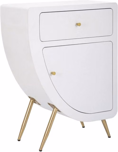 Comodino alto Venus Vikasa Home in MDF bianco e metallo oro L: 60 cm, P: 32 cm, H: 79 cm