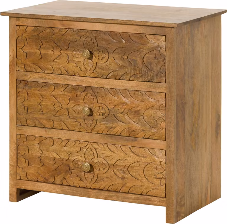 MASSIVMOEBEL24 | Comò in legno di mango 80x48x78 laccato naturale KASHMIR #207