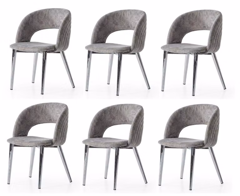 Set di 6 sedie Grigio Comode Moderne Eleganti Morbide Classiche
