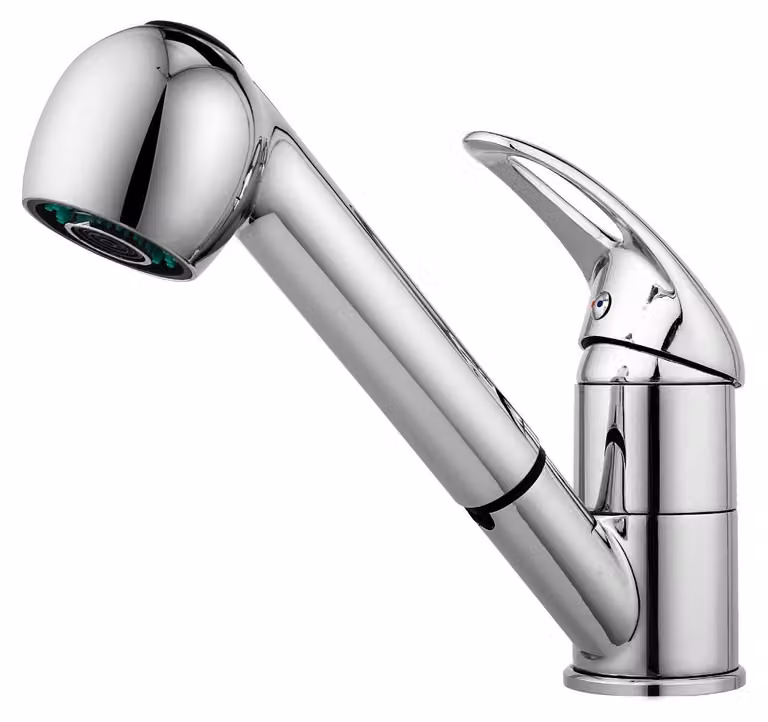 Rubinetto da cucina estraibile, acciaio inossidabile, monoblocco, rotazione a 360°, portata 17 litri/minuto