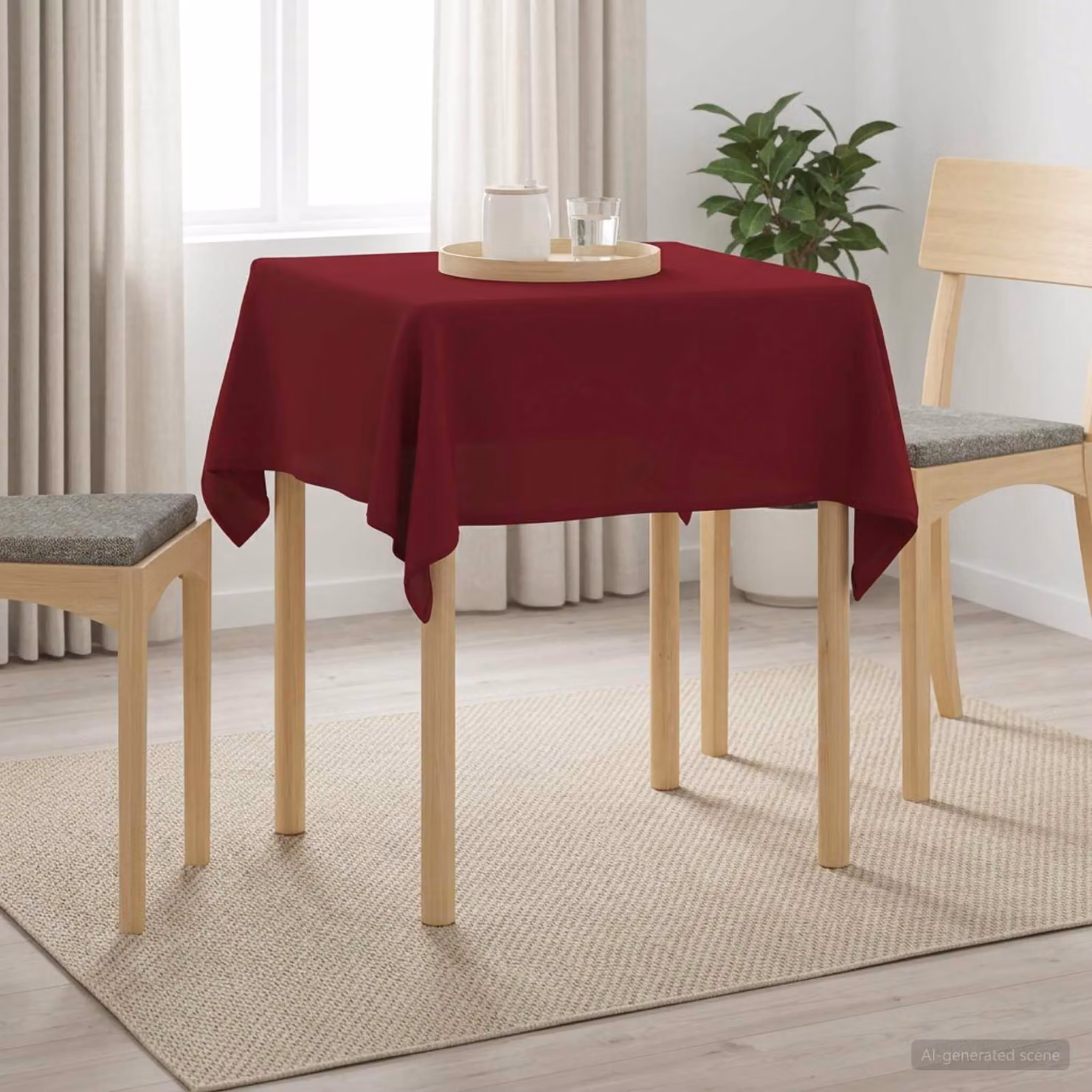 Set di 5 tovaglie quadrate vidaXL in poliestere idrorepellente e antimacchia, colore rosso, L 140 x L 140 cm