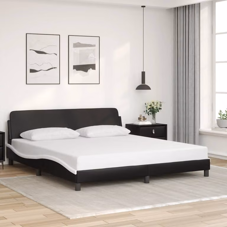 vidaXL Giroletto Dover in Similpelle Nero e Bianco L/P: 180 x 200 cm