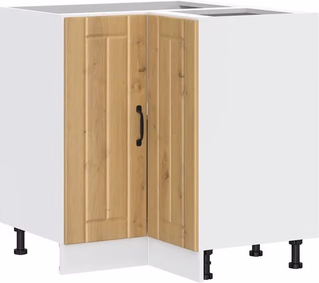 Pensile da cucina ad angolo Lucca moderno in MDF bianco e marrone con ante a battente