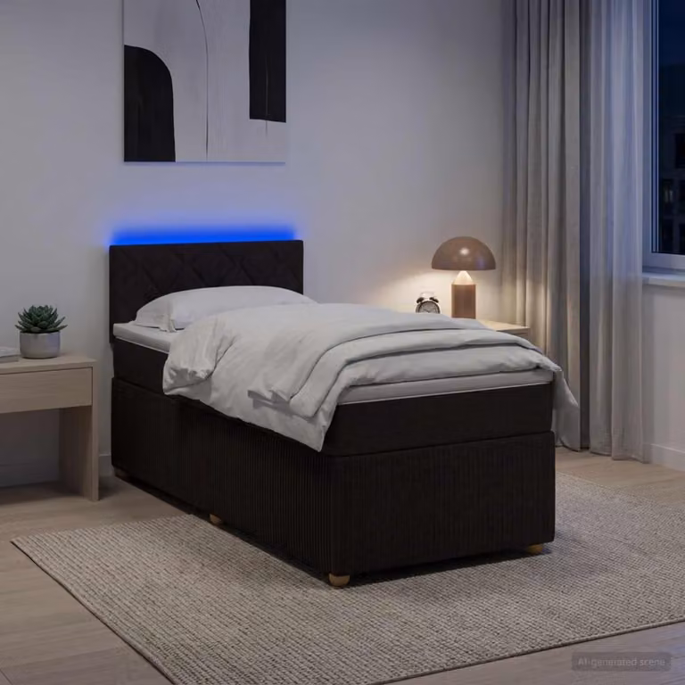 Maison Exclusive - Letto boxspring con materasso marrone scuro 90 x 200 cm Tessuto