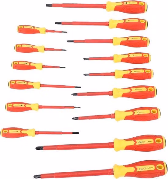 Set di chiavi per elettricisti isolanti in acciaio inossidabile e cromo vanadio colore rosso